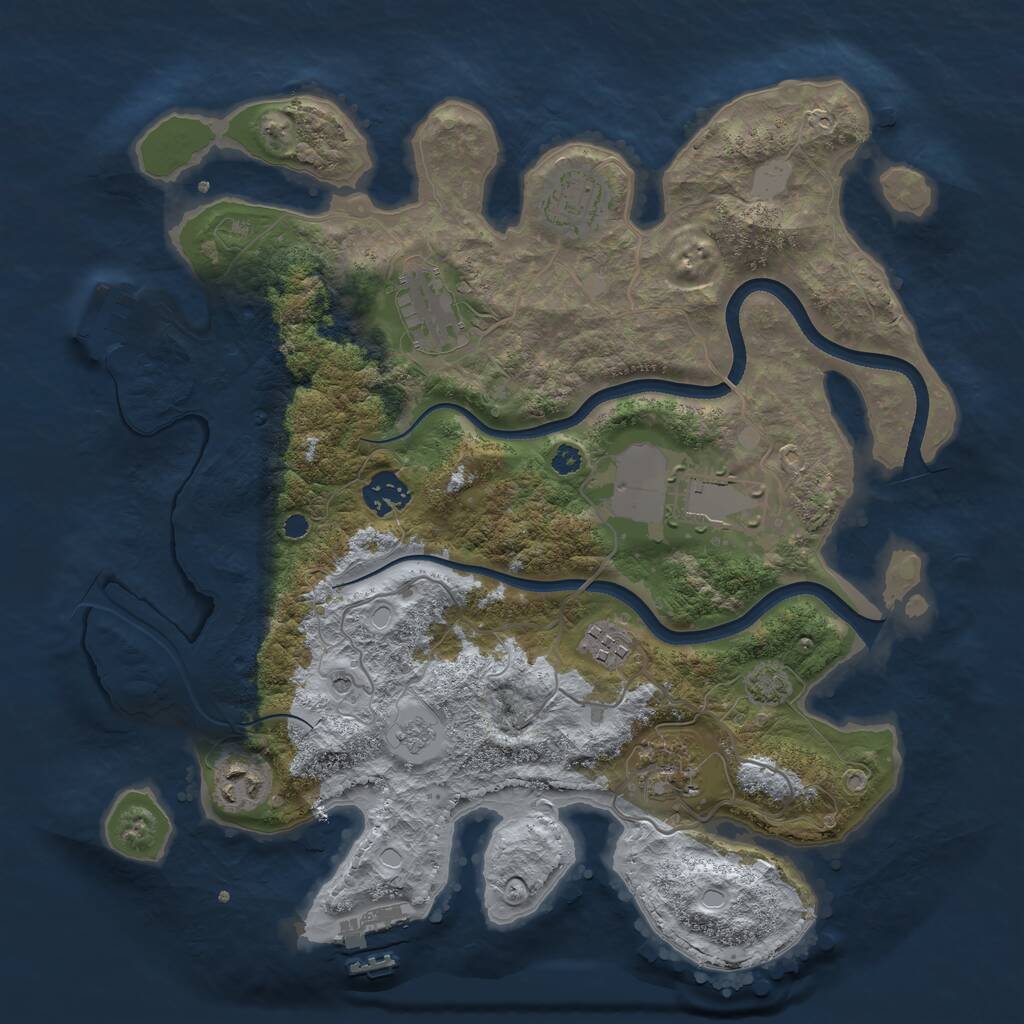 Rust Map: Procedural Map, Size: 3500, Seed: 406833529, 13 Monuments