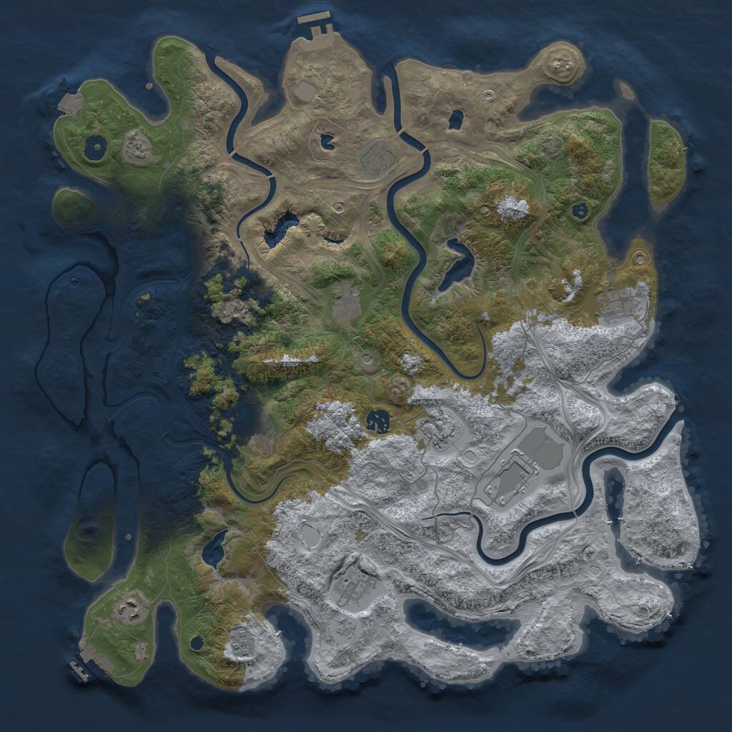 Rust Map: Procedural Map, Size: 4500, Seed: 1617780208, 16 Monuments