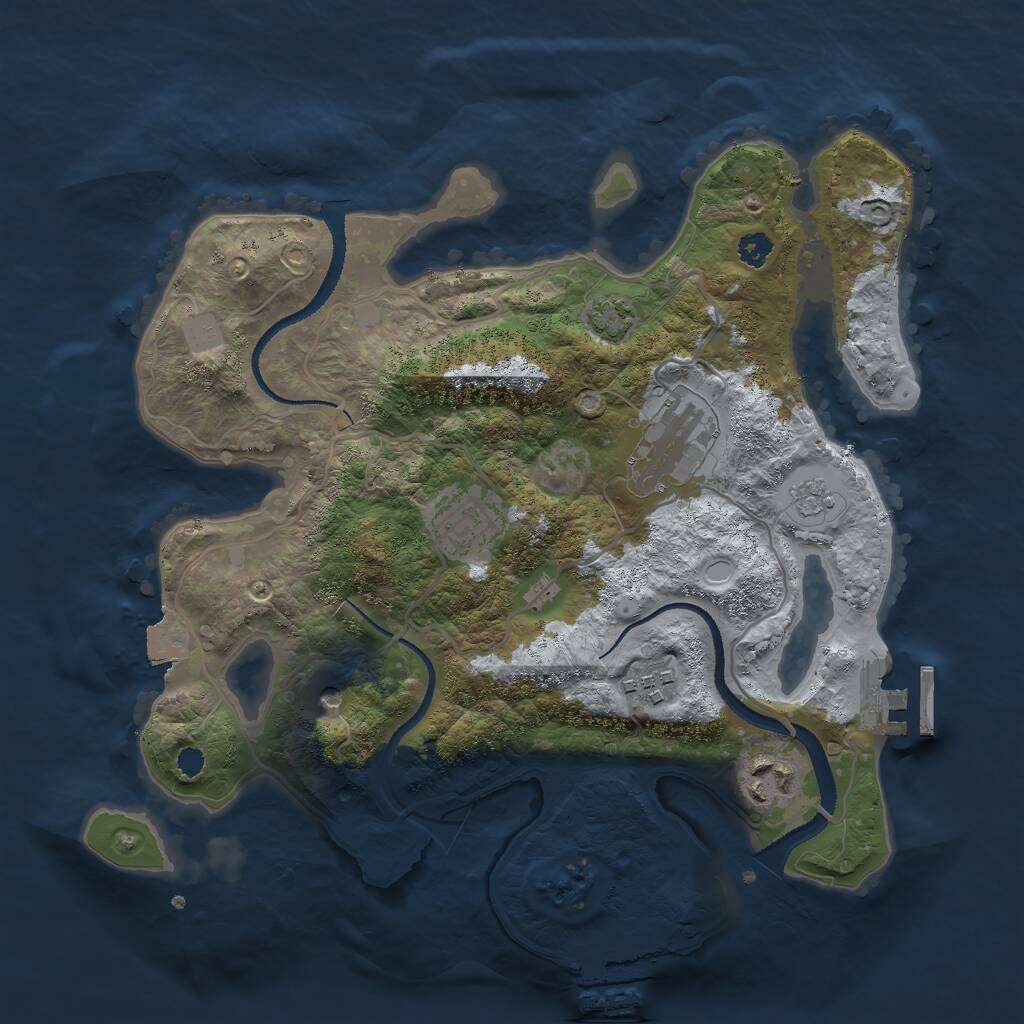 Rust Map: Procedural Map, Size: 3000, Seed: 1741297296, 10 Monuments