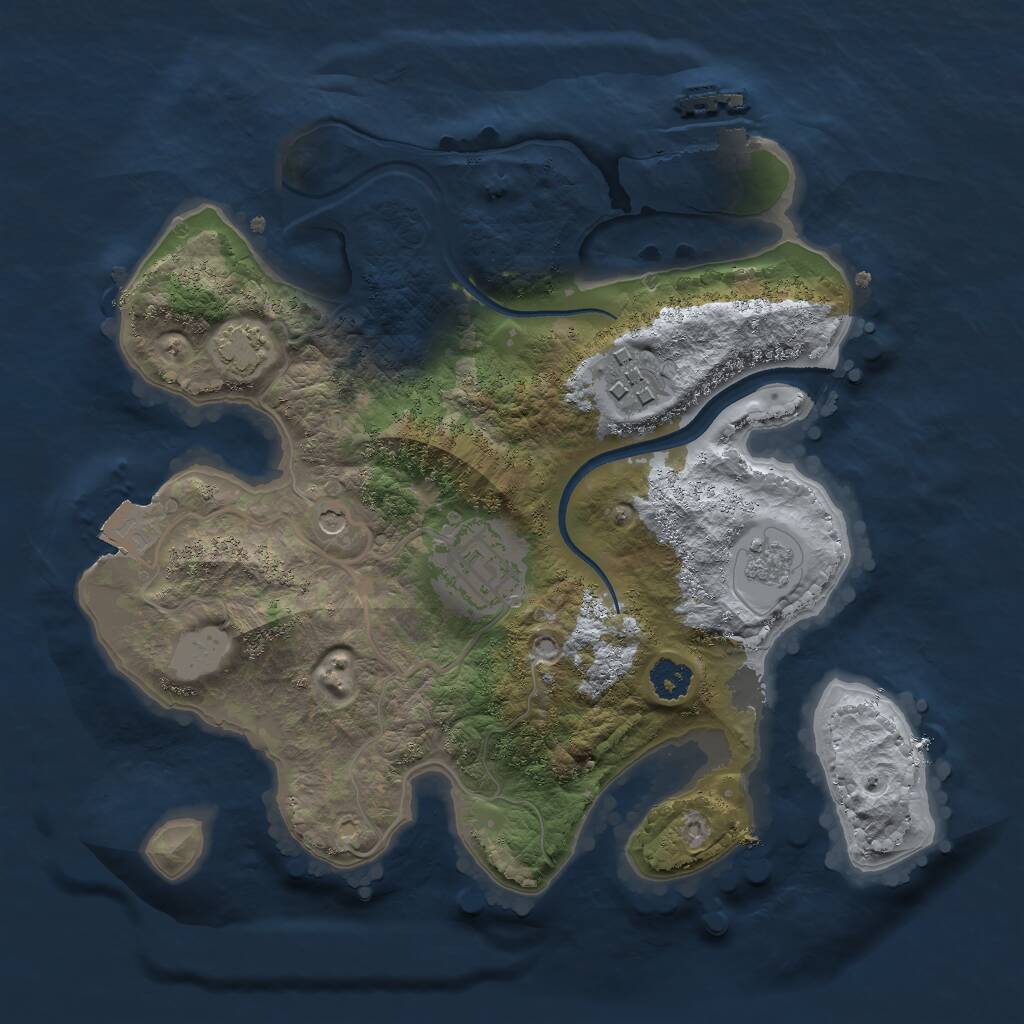 Rust Map: Procedural Map, Size: 2500, Seed: 1370418166, 7 Monuments