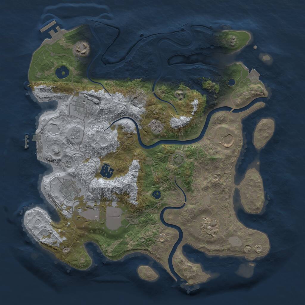 Rust Map: Procedural Map, Size: 3500, Seed: 81207060, 14 Monuments