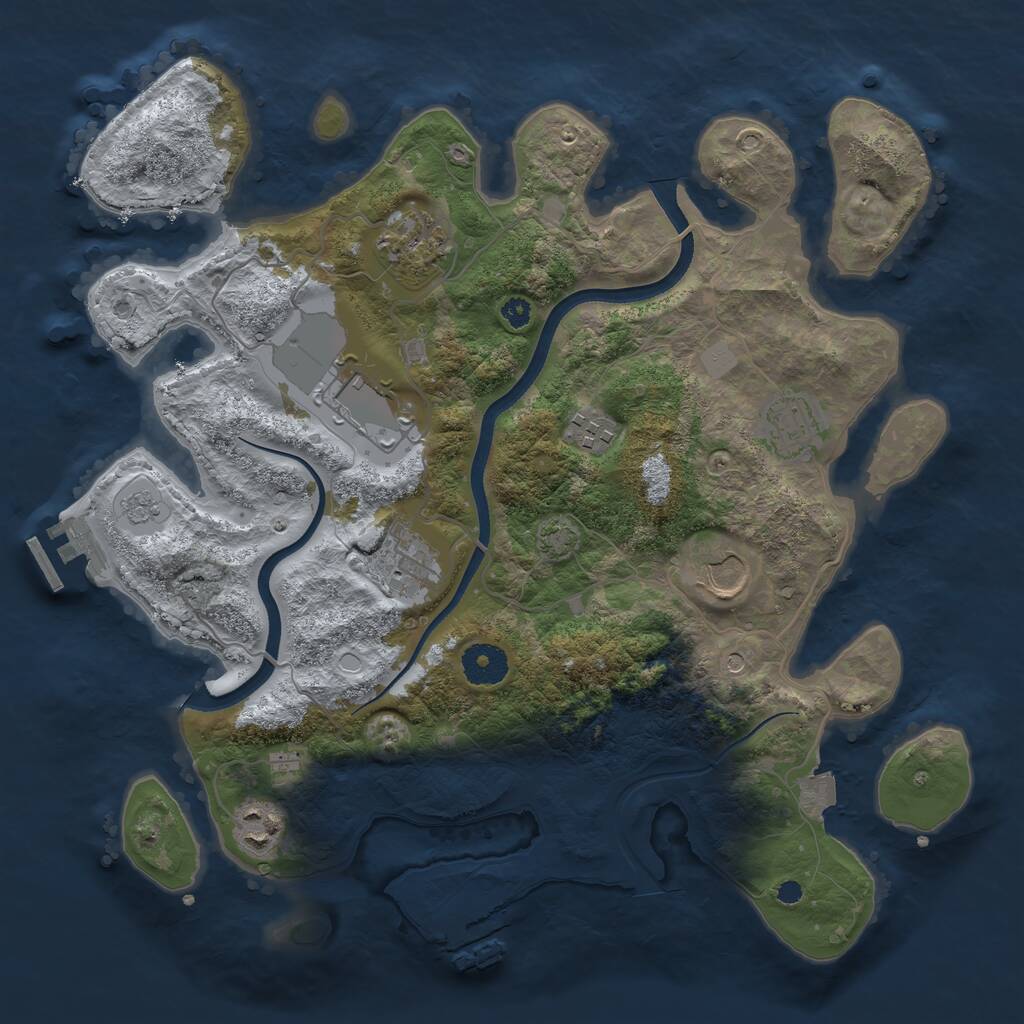 Rust Map: Procedural Map, Size: 3500, Seed: 721847405, 13 Monuments