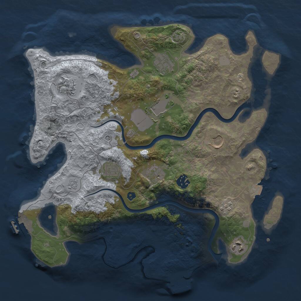 Rust Map: Procedural Map, Size: 3500, Seed: 1033488298, 15 Monuments