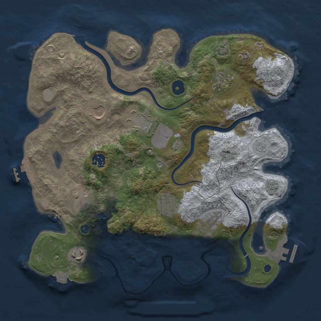 Rust Map: Procedural Map, Size: 3500, Seed: 425050033, 15 Monuments