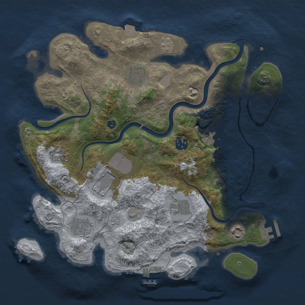Rust Map: Procedural Map, Size: 3500, Seed: 707, 15 Monuments