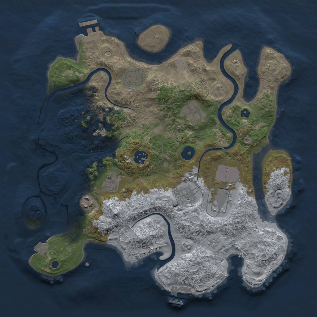 Rust Map: Procedural Map, Size: 3500, Seed: 103762540, 14 Monuments