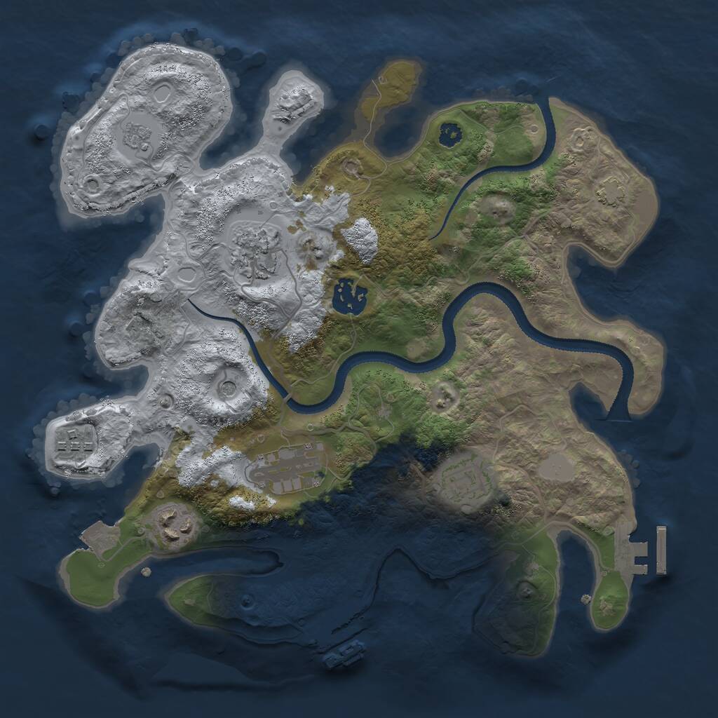 Rust Map: Procedural Map, Size: 3000, Seed: 1943759203, 12 Monuments