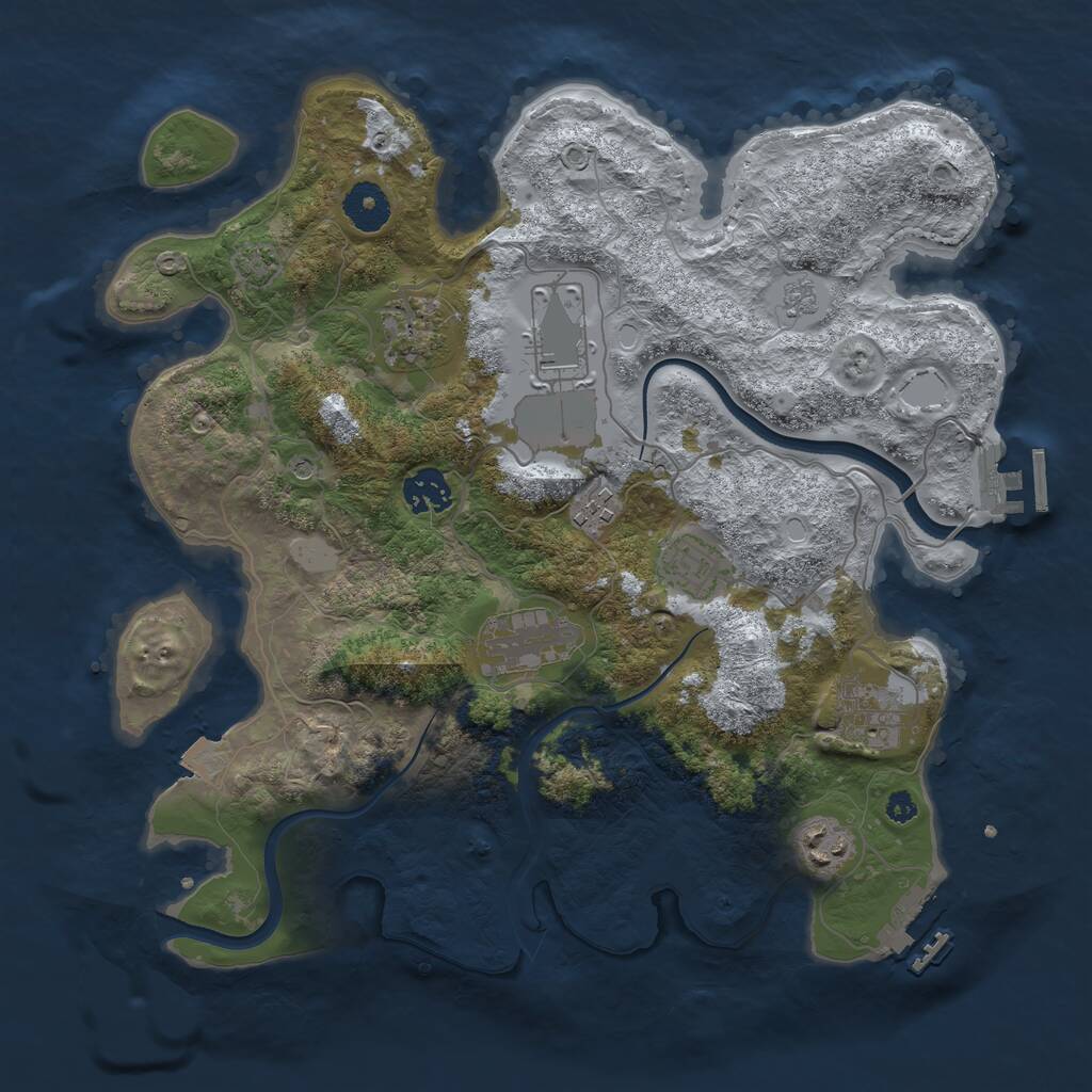 Rust Map: Procedural Map, Size: 3500, Seed: 1974823541, 14 Monuments