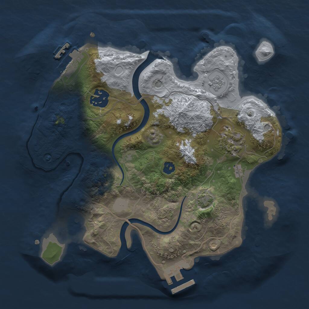 Rust Map: Procedural Map, Size: 2500, Seed: 992420, 8 Monuments