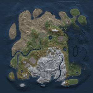 Thumbnail Rust Map: Procedural Map, Size: 3500, Seed: 1713005122, 14 Monuments