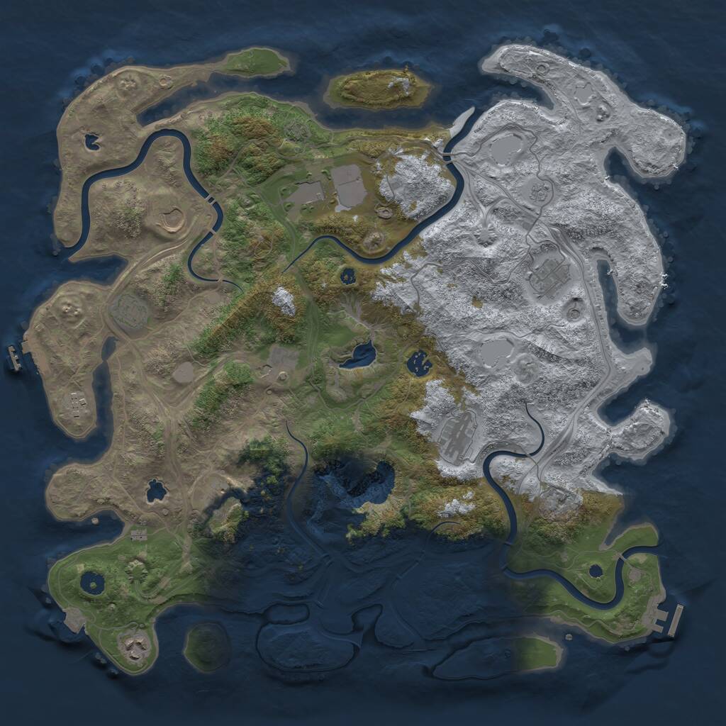 Rust Map: Procedural Map, Size: 4500, Seed: 256942067, 16 Monuments