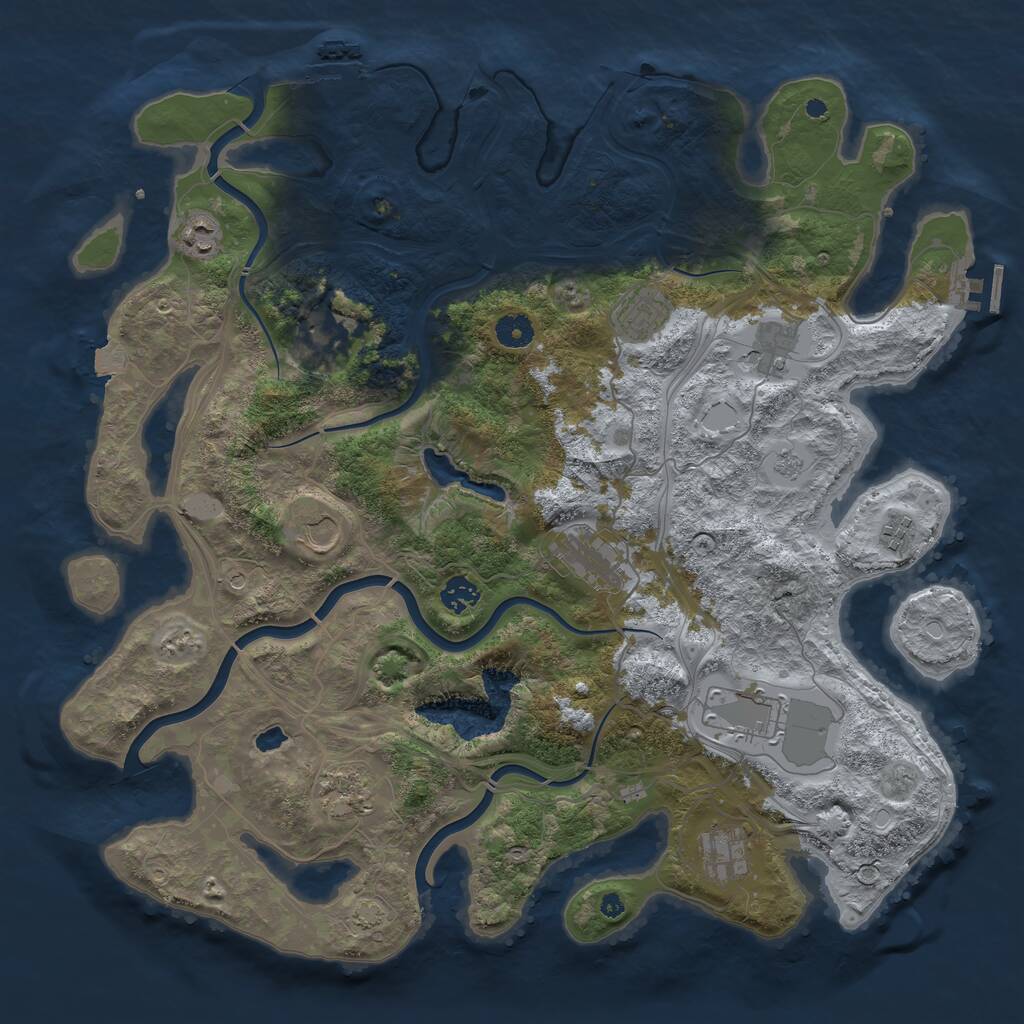 Rust Map: Procedural Map, Size: 4250, Seed: 1955592186, 17 Monuments
