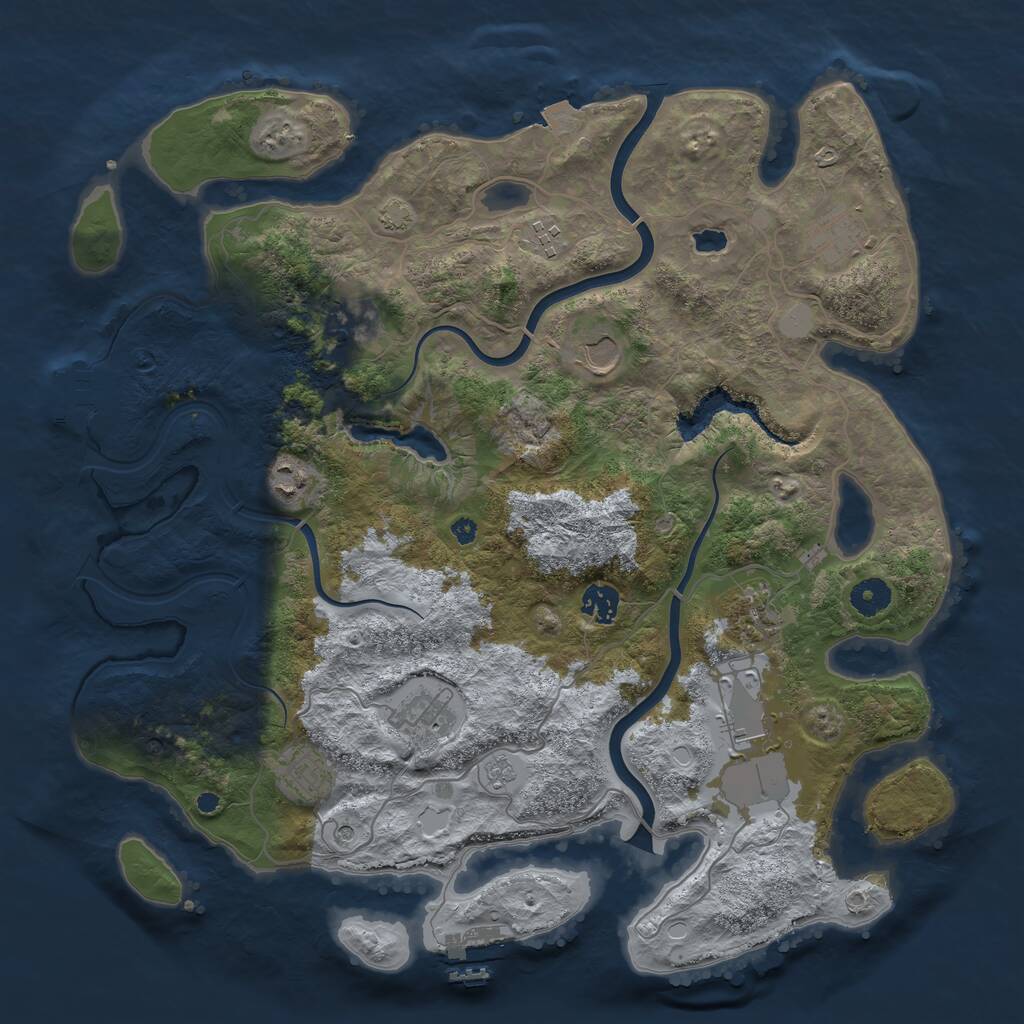 Rust Map: Procedural Map, Size: 4000, Seed: 1109048008, 16 Monuments