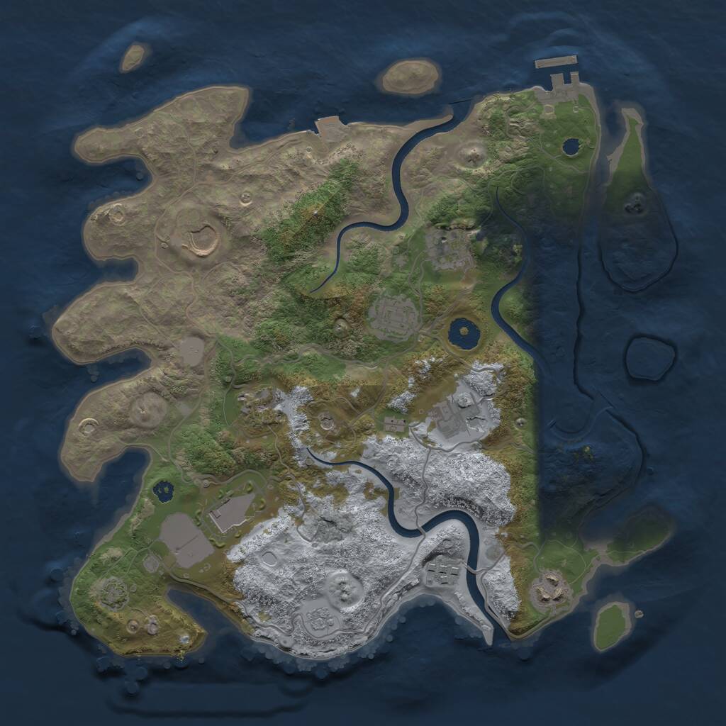 Rust Map: Procedural Map, Size: 3500, Seed: 655784, 13 Monuments