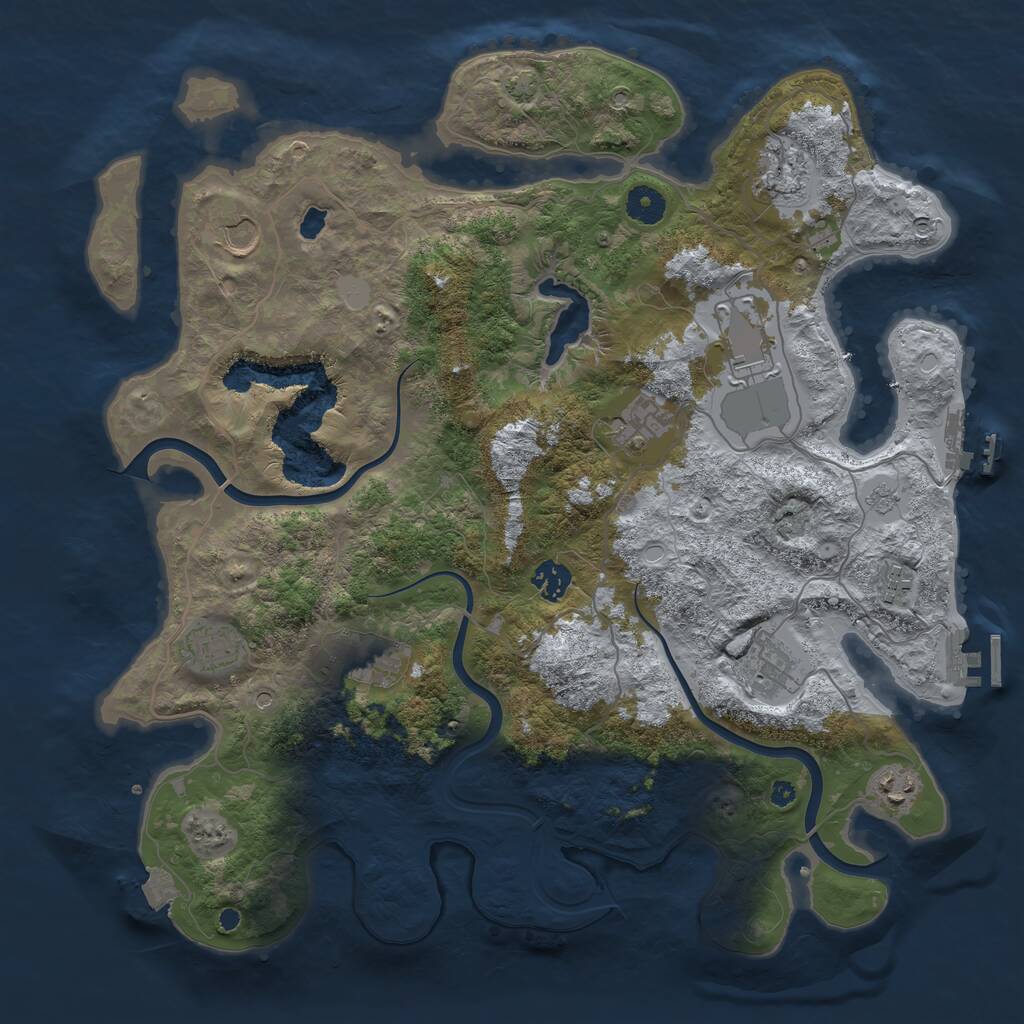 Rust Map: Procedural Map, Size: 4000, Seed: 908365928, 16 Monuments