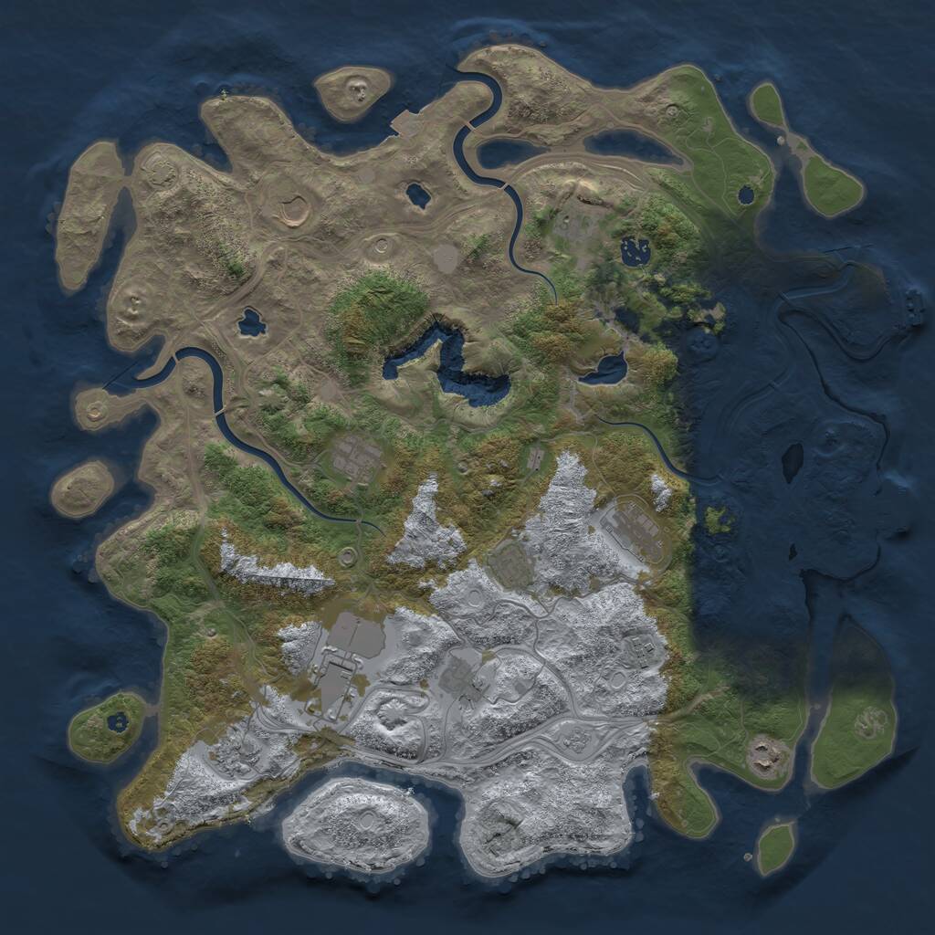 Rust Map: Procedural Map, Size: 4500, Seed: 606039684, 17 Monuments