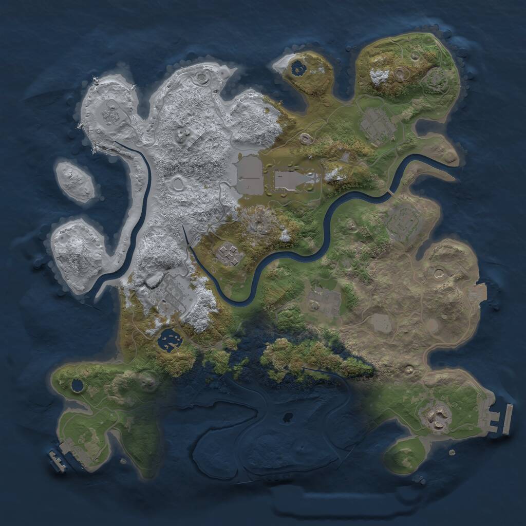 Rust Map: Procedural Map, Size: 3500, Seed: 67895673, 14 Monuments