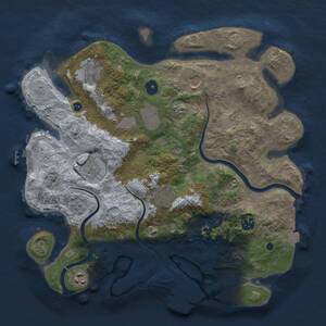 Thumbnail Rust Map: Procedural Map, Size: 3600, Seed: 6036443, 14 Monuments