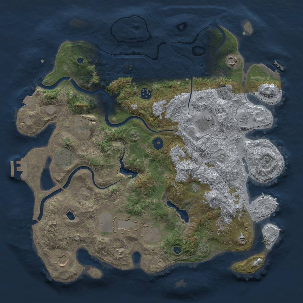 Rust Map: Procedural Map, Size: 4000, Seed: 1406777597, 16 Monuments