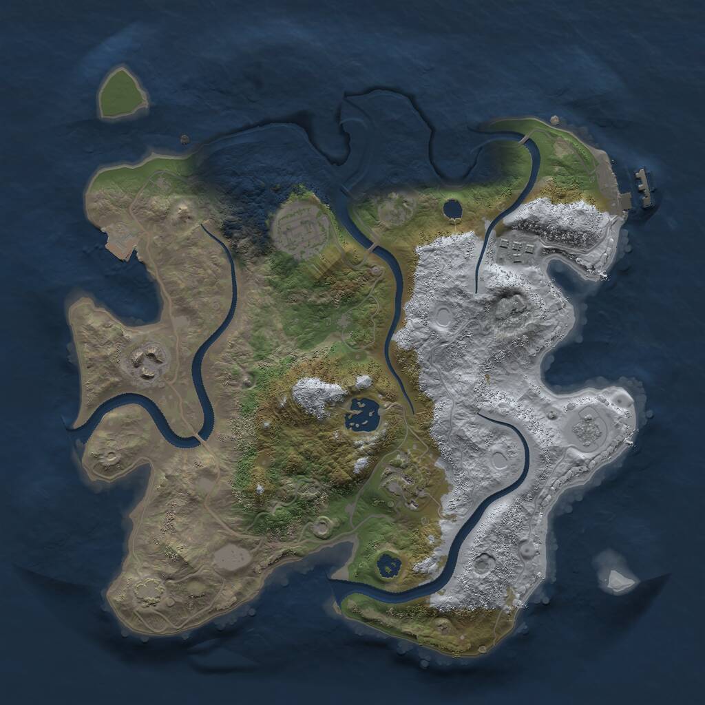 Rust Map: Procedural Map, Size: 3000, Seed: 977765603, 9 Monuments