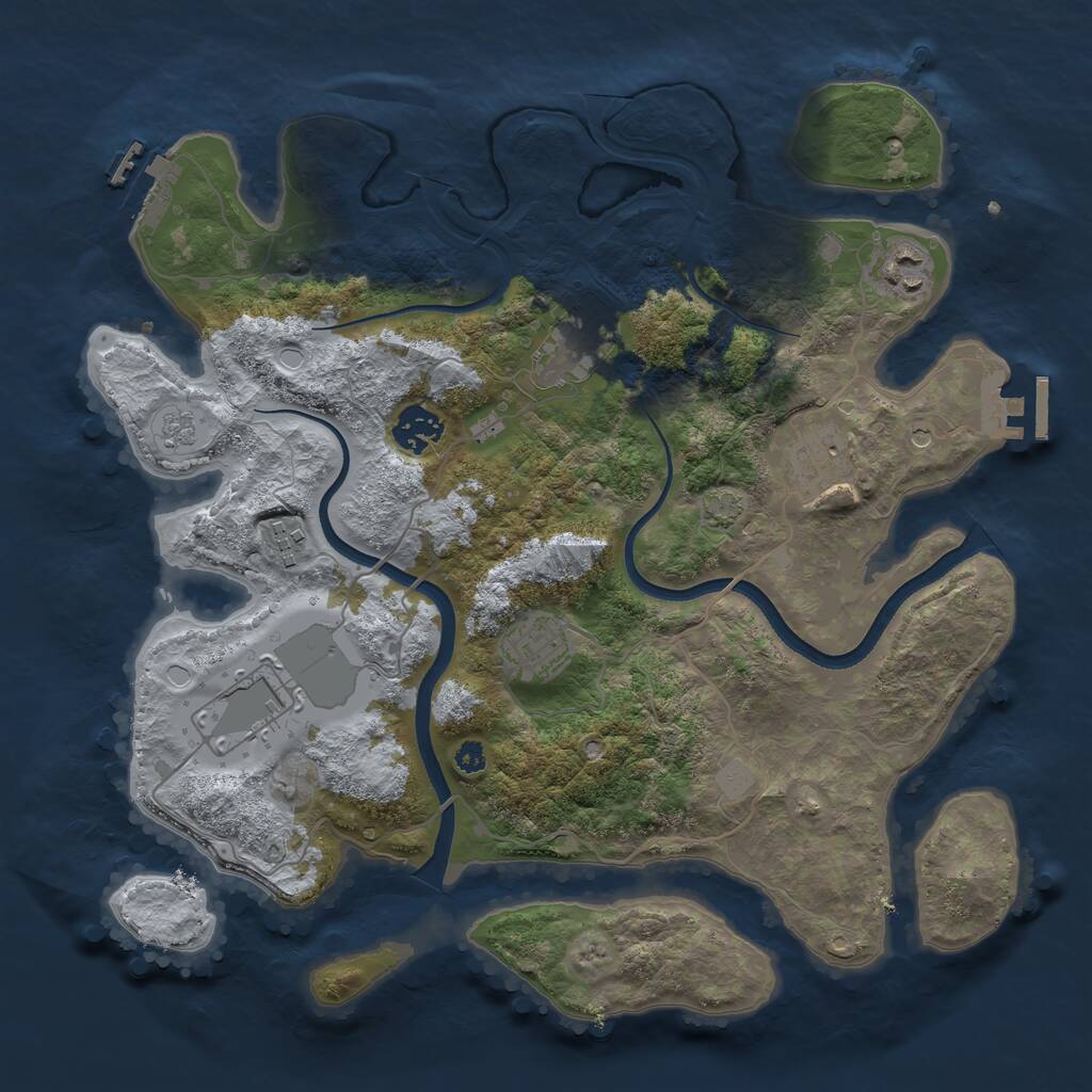 Rust Map: Procedural Map, Size: 3500, Seed: 2016060099, 13 Monuments