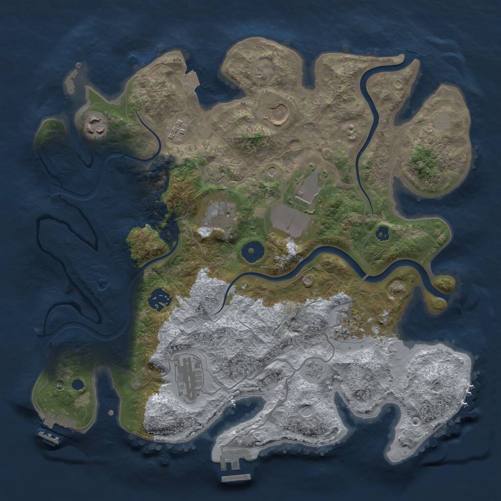 Rust Map: Procedural Map, Size: 3500, Seed: 720405, 14 Monuments