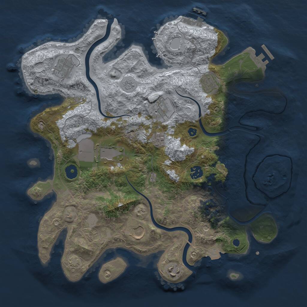 Rust Map: Procedural Map, Size: 3500, Seed: 21579256, 14 Monuments