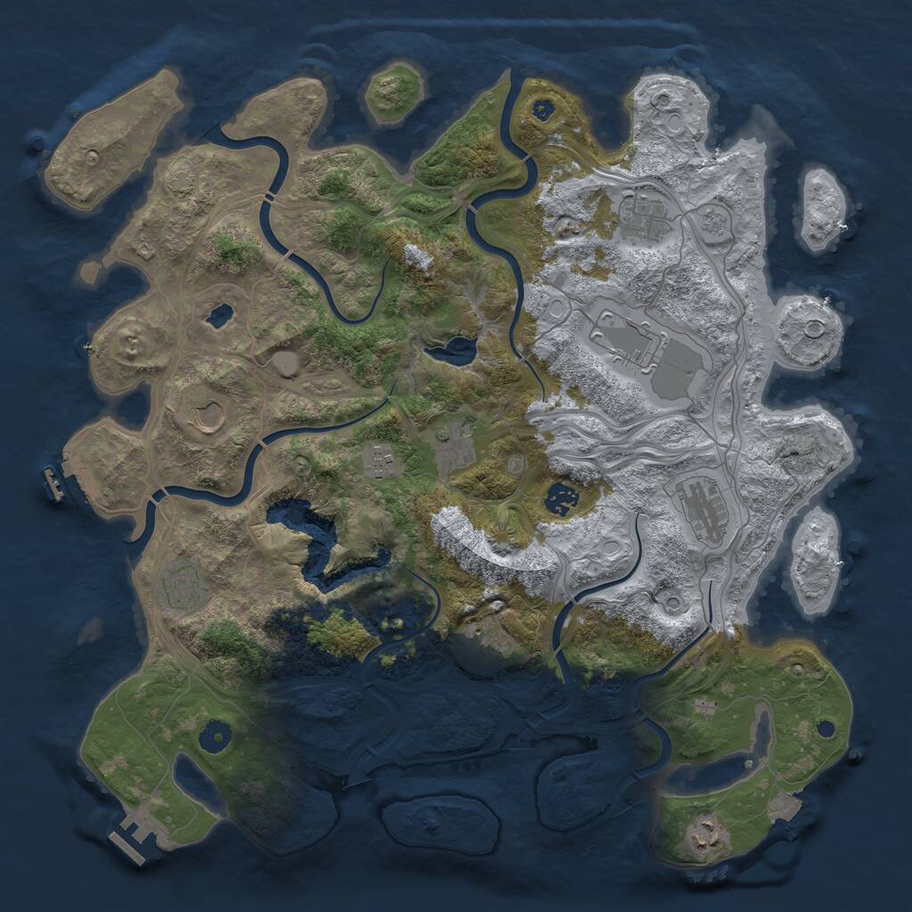Rust Map: Procedural Map, Size: 4250, Seed: 26943, 16 Monuments