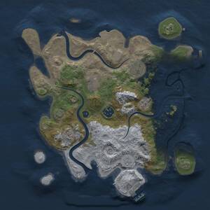 Thumbnail Rust Map: Procedural Map, Size: 3072, Seed: 6354, 10 Monuments