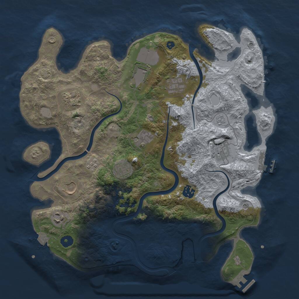 Rust Map: Procedural Map, Size: 3700, Seed: 1342719189, 16 Monuments