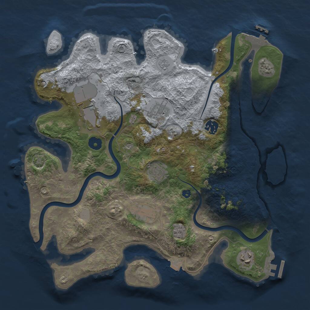 Rust Map: Procedural Map, Size: 3500, Seed: 123425, 13 Monuments