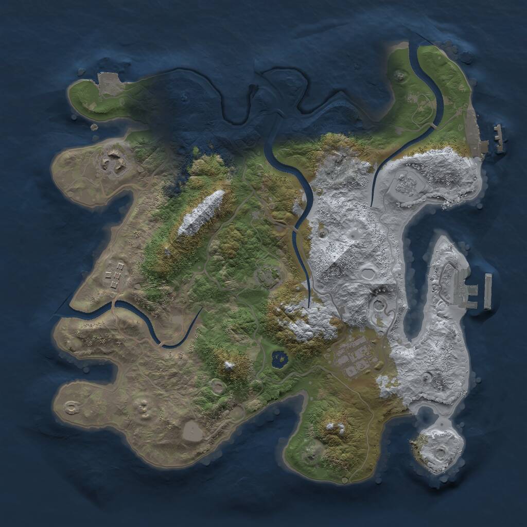 Rust Map: Procedural Map, Size: 3000, Seed: 324678234, 9 Monuments