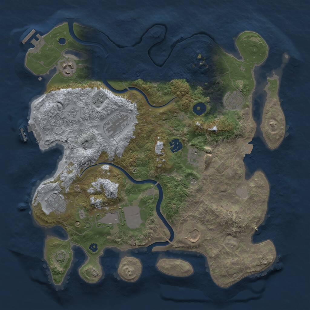 Rust Map: Procedural Map, Size: 3600, Seed: 3486489, 15 Monuments