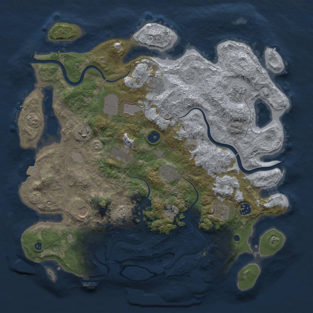 Rust Map: Procedural Map, Size: 3997, Seed: 1234567890, 16 Monuments