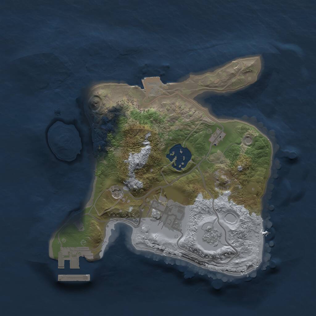 Rust Map: Procedural Map, Size: 2000, Seed: 1360113473, 6 Monuments