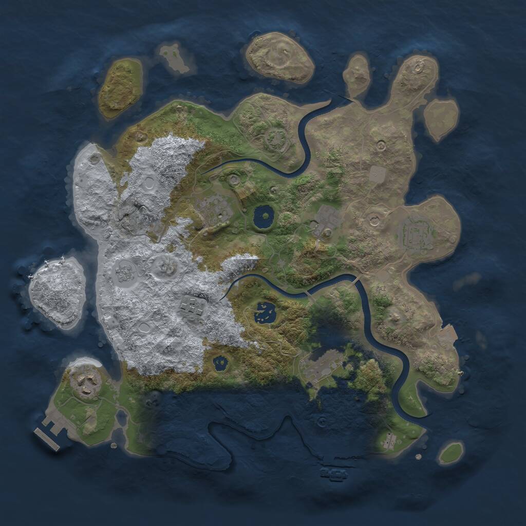 Rust Map: Procedural Map, Size: 3500, Seed: 1517405354, 13 Monuments