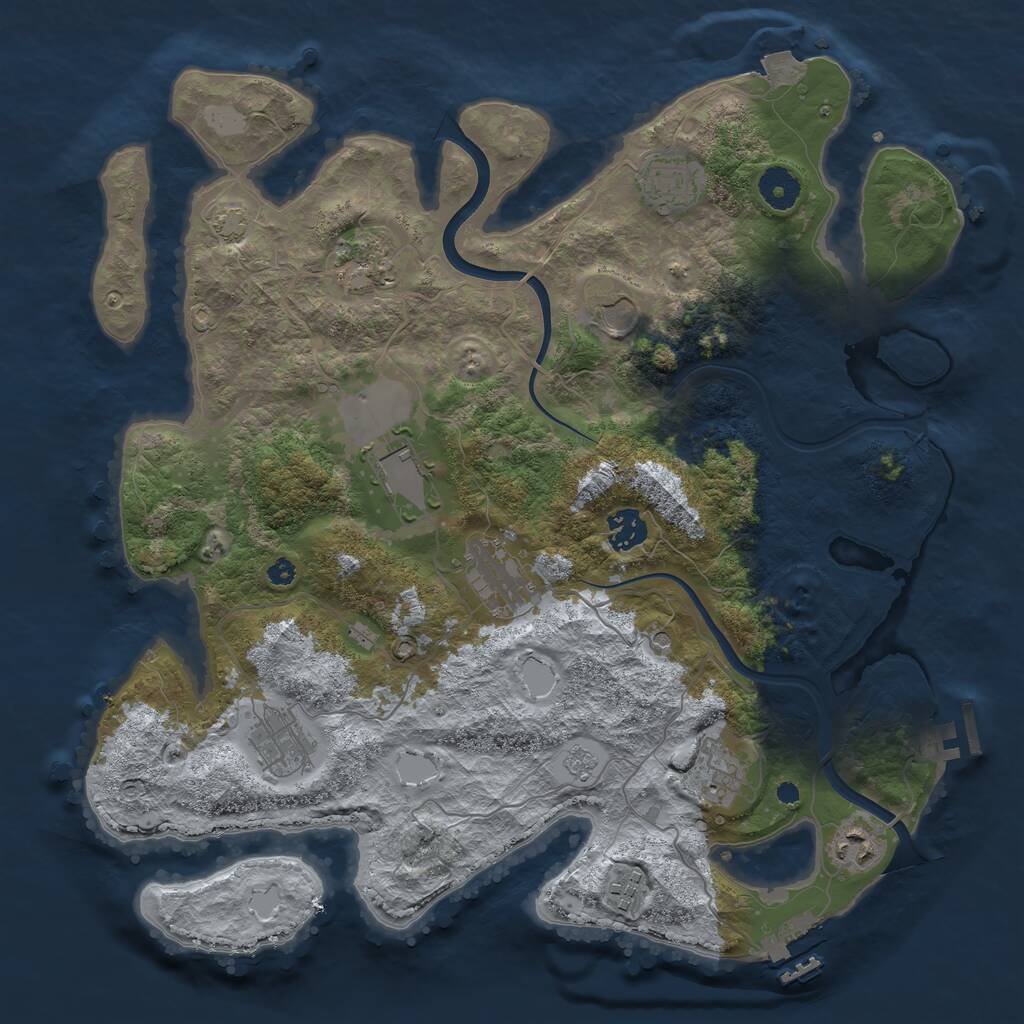 Rust Map: Procedural Map, Size: 3750, Seed: 862599652, 16 Monuments