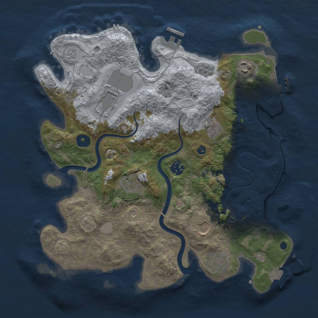 Rust Map: Procedural Map, Size: 3500, Seed: 1200396658, 14 Monuments