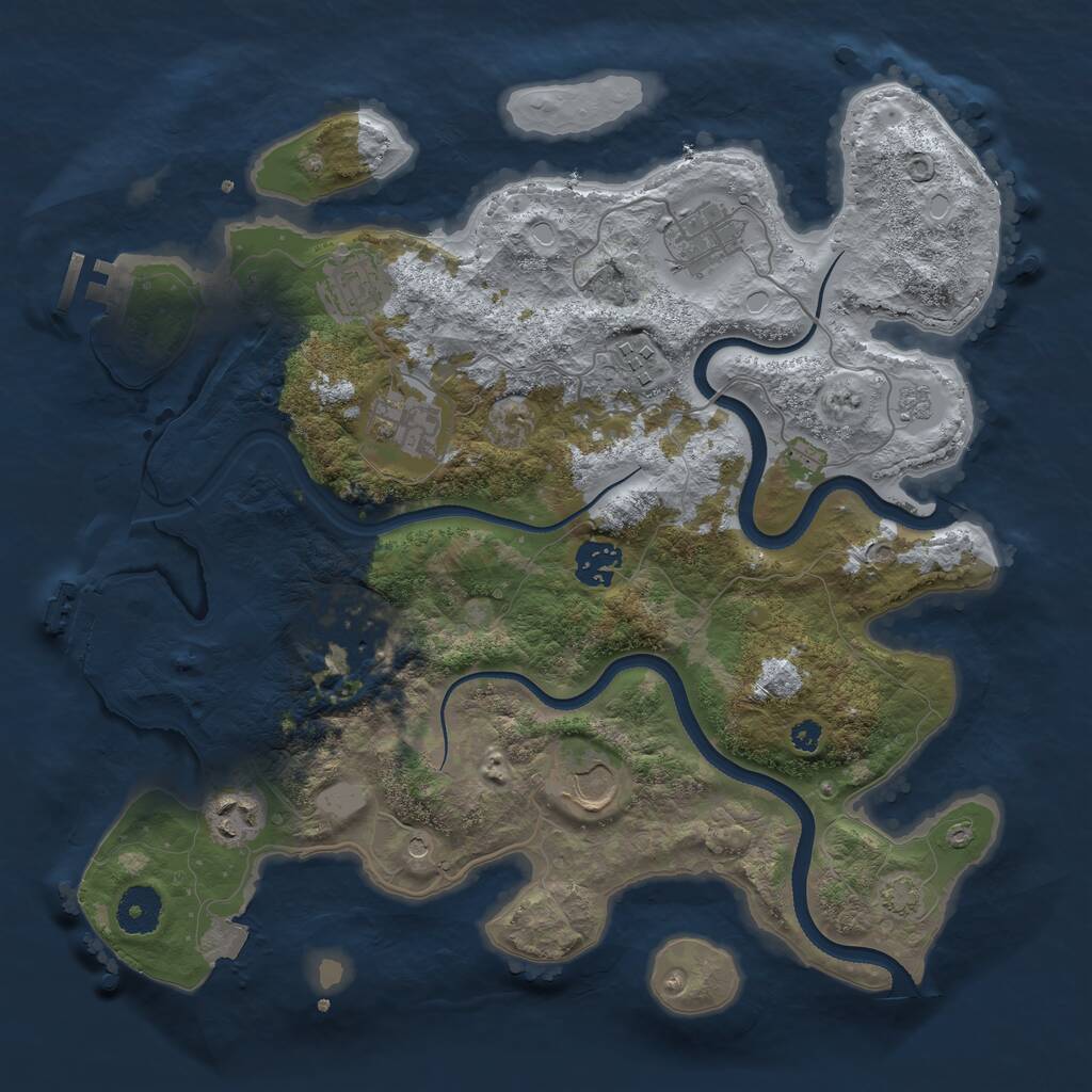 Rust Map: Procedural Map, Size: 3500, Seed: 690906340, 14 Monuments