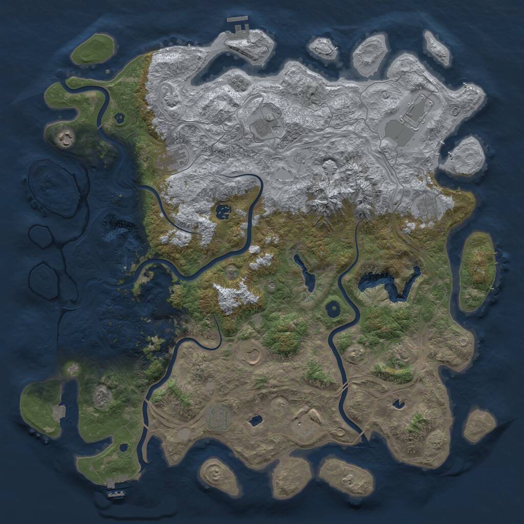 Rust Map: Procedural Map, Size: 5000, Seed: 30376078, 17 Monuments