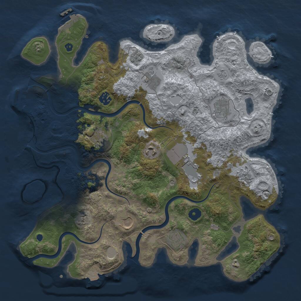 Rust Map: Procedural Map, Size: 3750, Seed: 1893643368, 16 Monuments