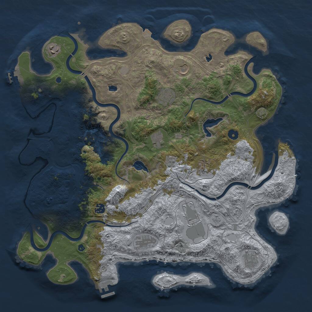 Rust Map: Procedural Map, Size: 4500, Seed: 264297699, 16 Monuments