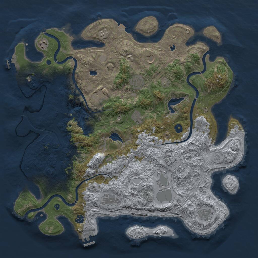 Rust Map: Procedural Map, Size: 4500, Seed: 264297699, 17 Monuments