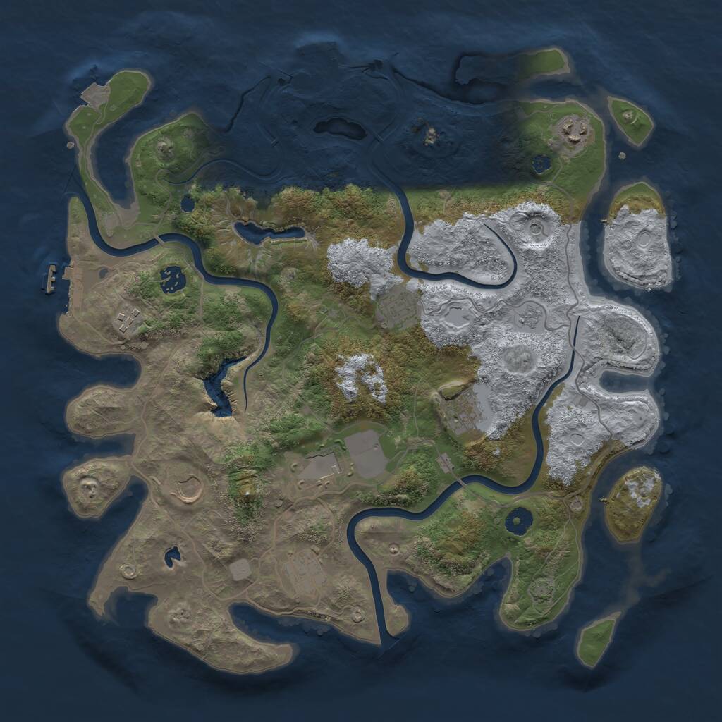 Rust Map: Procedural Map, Size: 4000, Seed: 1389168209, 14 Monuments