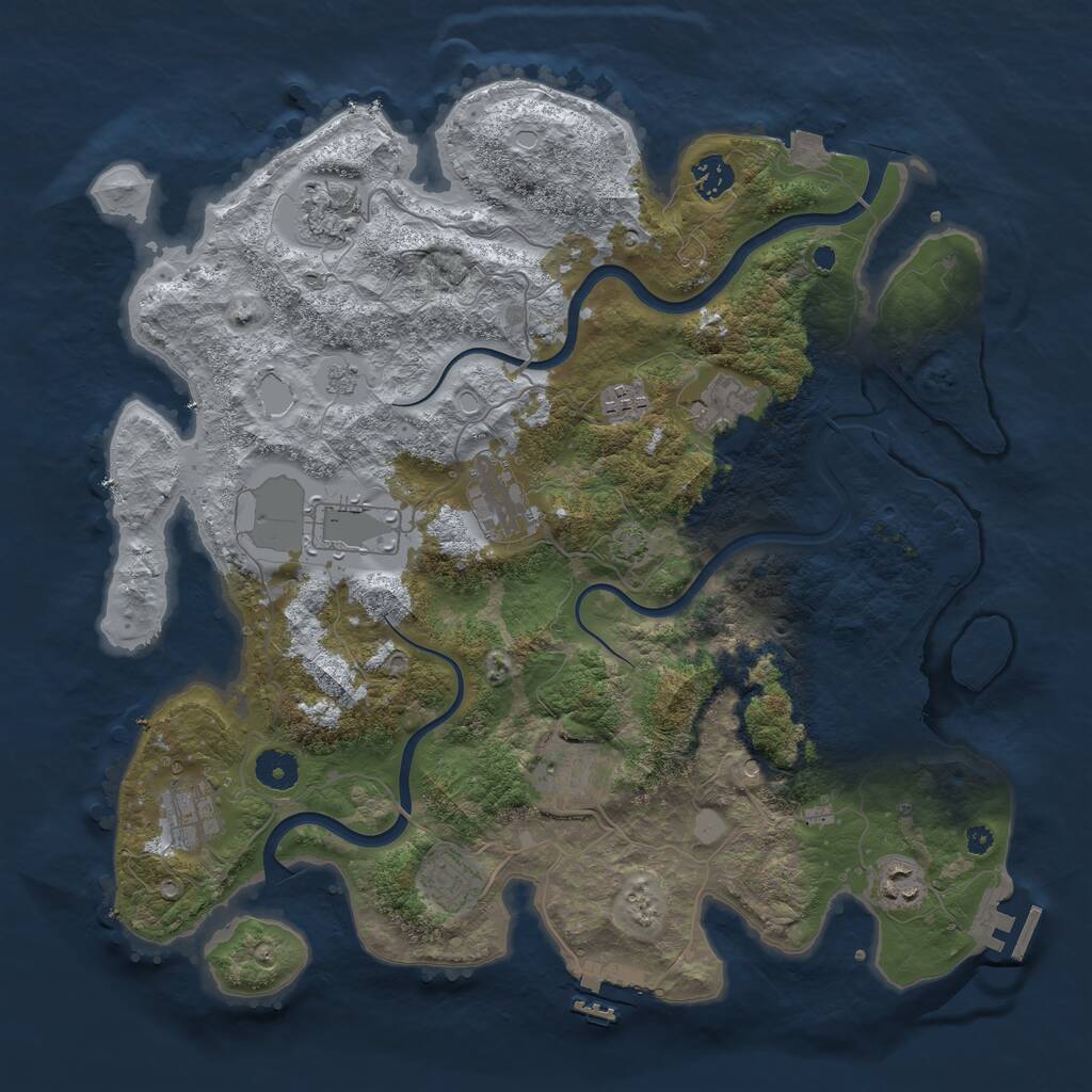 Rust Map: Procedural Map, Size: 3900, Seed: 993114270, 16 Monuments