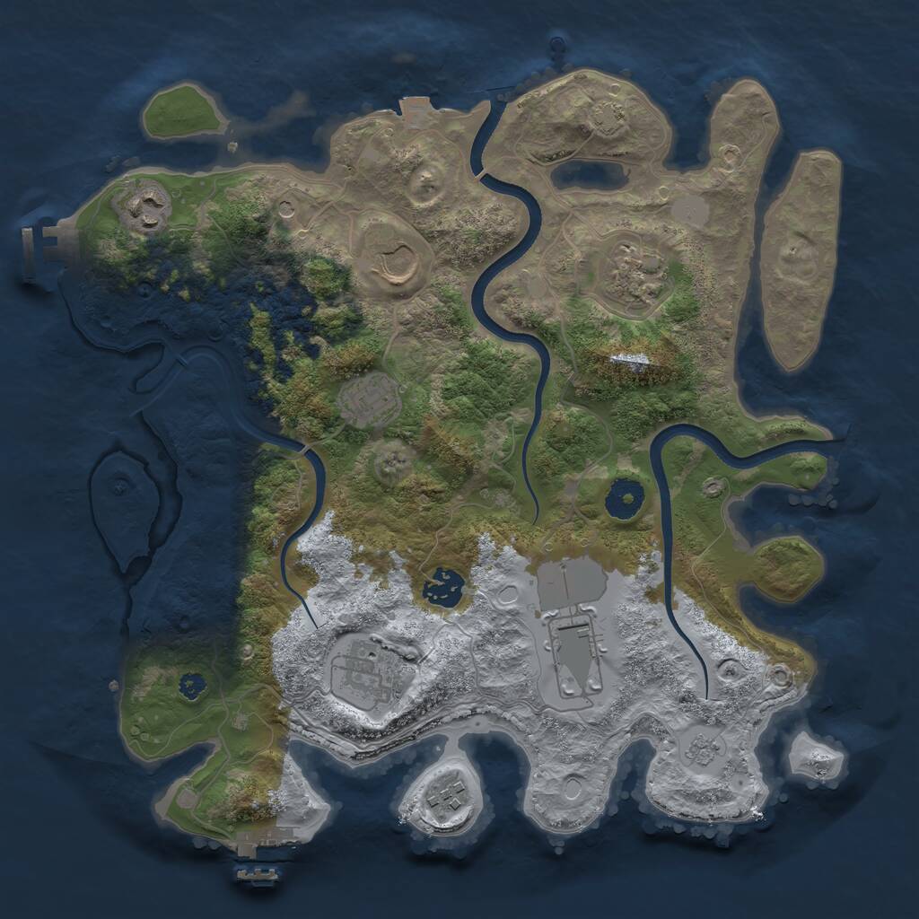 Rust Map: Procedural Map, Size: 3500, Seed: 92047107, 14 Monuments