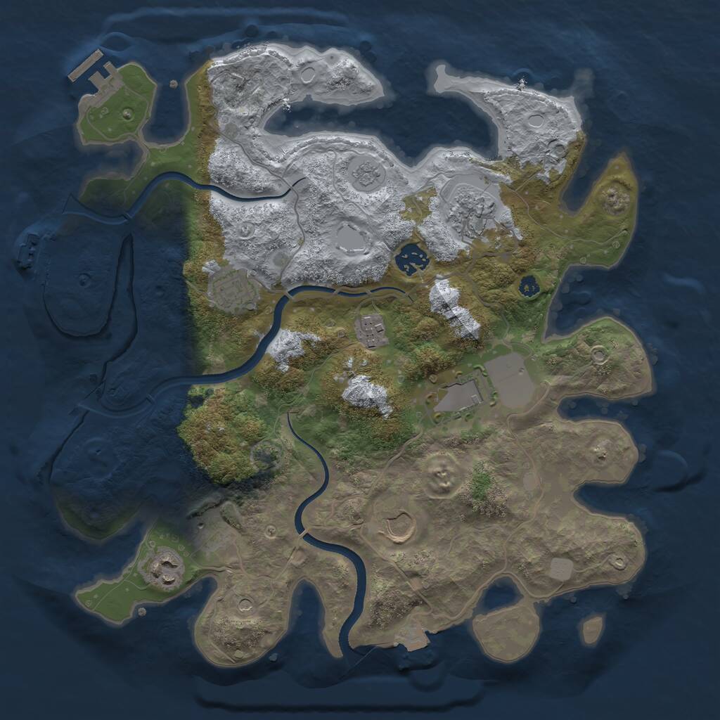 Rust Map: Procedural Map, Size: 3500, Seed: 98982060, 14 Monuments