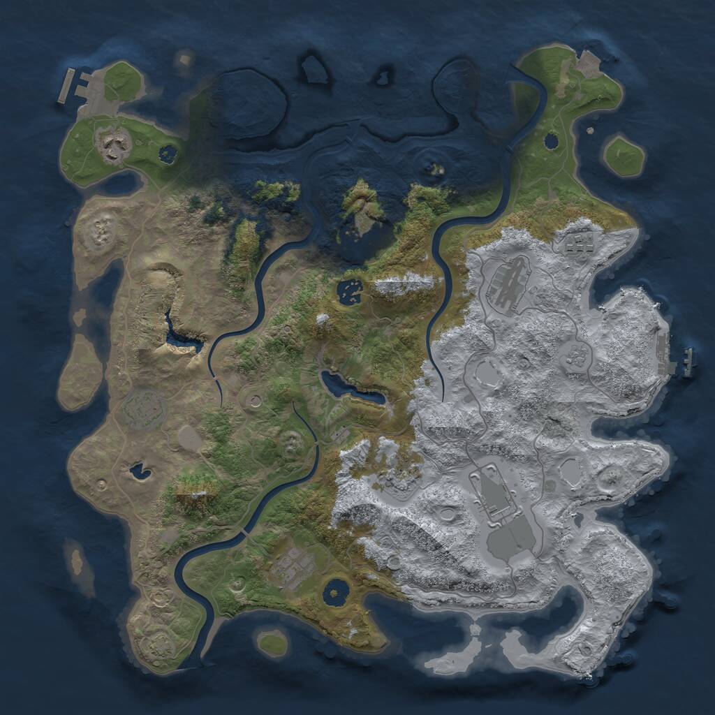 Rust Map: Procedural Map, Size: 4000, Seed: 593192417, 15 Monuments