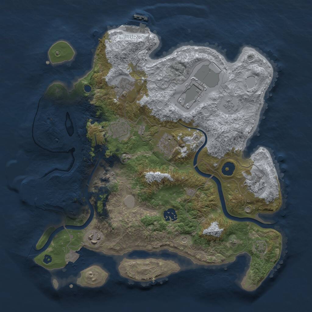 Rust Map: Procedural Map, Size: 3500, Seed: 1073177294, 14 Monuments