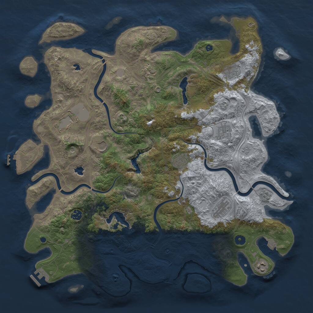 Rust Map: Procedural Map, Size: 4500, Seed: 640784960, 16 Monuments